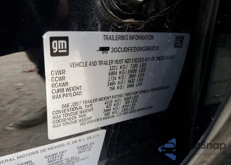 2022 Chevrolet Silverado K1500 Lt Trail Boss z USA, uszkodzony, nr VIN 3GCUDFED3NG660816